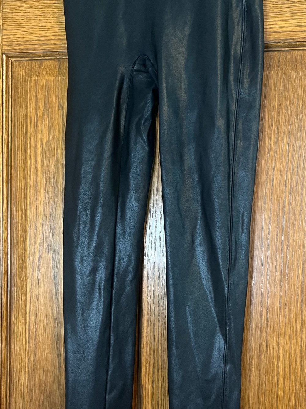 SPANX Faux Leather Leggings Women’s Black High Rise Shaping Pull On Skinny Pants
